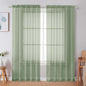 Simplebrand Sage Green Sheer Curtains, 72" Length, 2 Panels Set - Light Filtering, Rod Pocket Window Curtains for Bedroom (Sage Green, 59" W x 72" L)