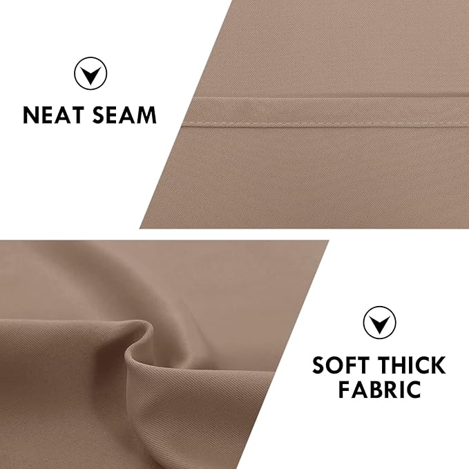 DWCN Blackout Curtains Room Darkening Thermal Insulated Bedroom Curtains Window Curtain Panels, 52 x 63 inches Long, Set of 2 Khaki Rod Pocket Drapes