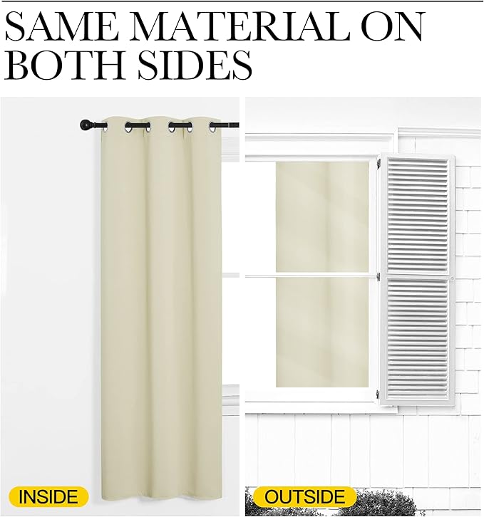 NICETOWN Beige Room Darkening Curtains 90" Long for Boho Farmhouse Home Decoration, Window Treatment Total Privacy Drape Panels for Bedroom Living Room (55" Wide, Set of 2)