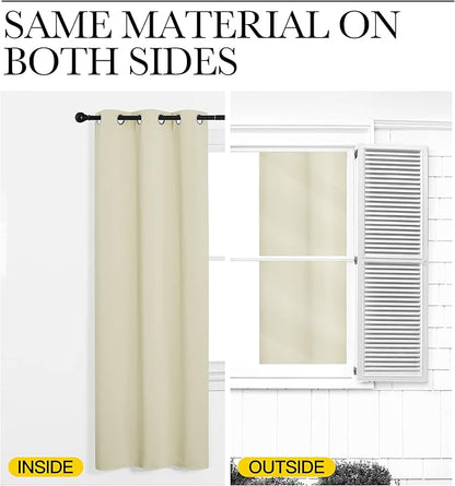 NICETOWN Beige Room Darkening Curtains 90" Long for Boho Farmhouse Home Decoration, Window Treatment Total Privacy Drape Panels for Bedroom Living Room (55" Wide, Set of 2)