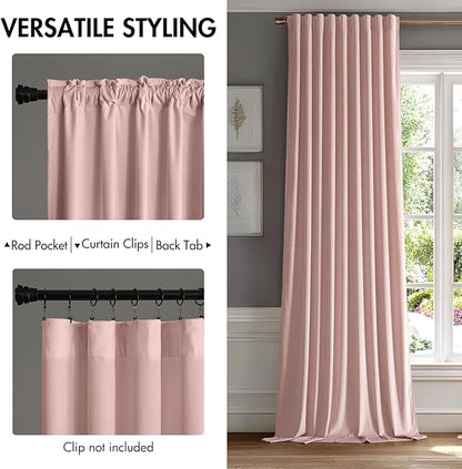MIULEE Baby Pink Velvet Curtains 84 inches - Luxury Blackout Curtains for Bedroom Living Room Thermal Insulated Super Soft Window Drapes Rod Pocket & Back Tab, W52 x L84 inches, 2 Panels