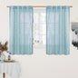LAMIT Stone Blue Linen Curtains 45 Inch Length 2 Panels, Light Filtering Panels Back Tab and Rod Pocket Country Decor Drapes for Kitchen/Window/Loft Room/Bedroom, 34 x 45 Inch