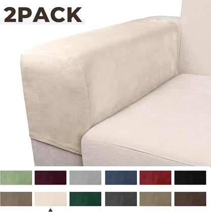Couch Arm Covers 2 Pcs Sofa Armrest Covers Stretch Couch,Armrest Cover for Chairs Scratch-Resistant Sofa Arm Cover Armchair Slipcovers,Cream