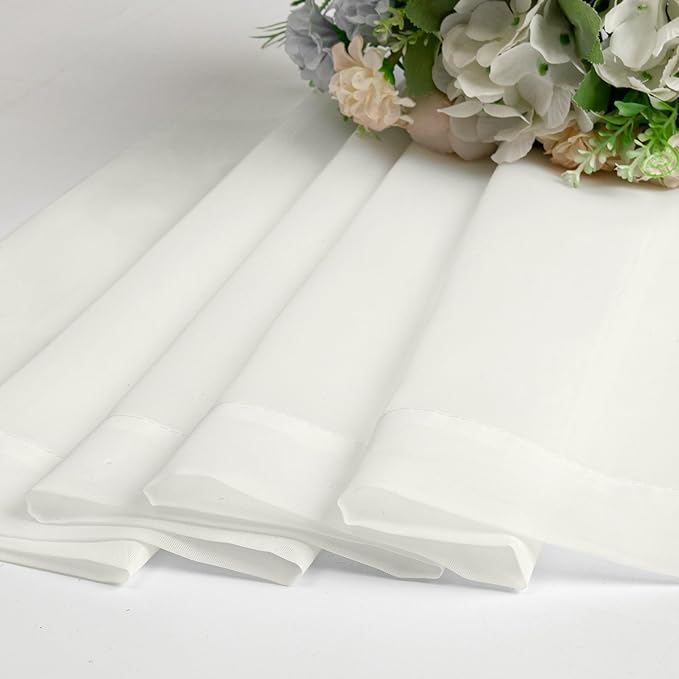 Aiyufeng Voile Sheer Ivory Curtains - Transparent Light Weight Soft Window Treatment Curtain Panels with Rod Pocket Top for Patio Door/Living Room (W59 x L96, 2 Panels), Ivory