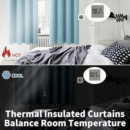 BGment Room Darkening Curtains 63 Inches Long - Grommet Thermal Insulated Drapes Window Treatment Curtains for Bedroom, 2 Panels, 42 x 63 Inch, Greyish Blue