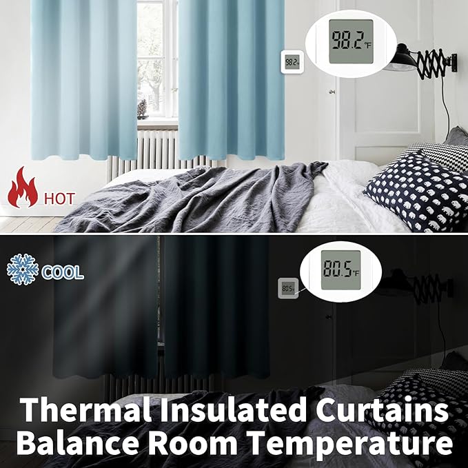 BGment Room Darkening Curtains 72 Inches Long - Grommet Thermal Insulated Drapes Window Treatment Curtains for Bedroom, 2 Panels, 52 x 72 Inch, Greyish Blue