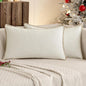 MIULEE Pack of 2 Christmas Pillow Covers 12x20 Inch Pure White Farmhouse Decorative Throw Pillow Covers with Stitched Edge Soft Chenille Solid Dyed Couch Pillow Covers for Sofa Bed Living Room