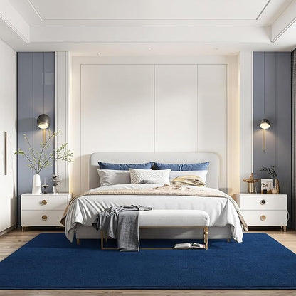 Amearea Modern Area Rugs for Bedroom Living Room, 4x6 Feet Navy Blue Thickened Memory Foam Rug, Fluffy Indoor Washable Rugs Non Slip Minimalist Carpet for Kids Boys Girls Dorm Nursery Room Decor