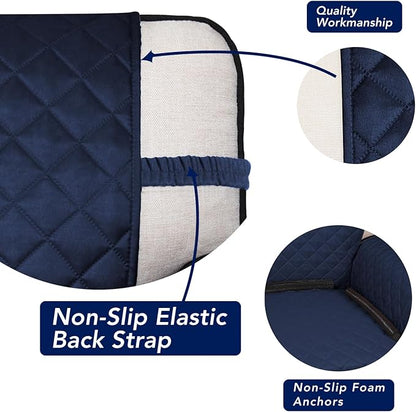 PureFit Reversible Quilted Sofa Cover, Water Resistant Slipcover Furniture Protector, Washable Couch Cover with Non Slip and Elastic Straps for Kids, Dogs, Pets (Oversized Loveseat, Navy/Ivory)
