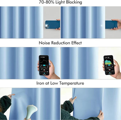 MIULEE Sky Blue Back Tab Blackout Curtains 102 Inch Long 2 Panels Set for Bedroom, Rod Pocket/Pinch Pleated Thermal Insulated Living Room Darkening Light Blocking Floor to Ceiling Drapes