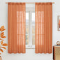 LAMIT Burnt Orange Semi Sheer Window Linen Curtains 63 Inch Length, Light Filtering Panels Back Tab and Rod Pocket Country Decor Drapes for Bedroom/Living Room, 2 Panels, 34 x 63 Inch