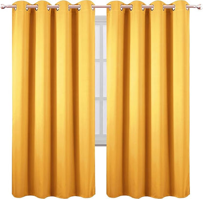 LEMOMO Yellow Thermal Blackout Curtains/52 x 72 Inch/Set of 2 Panels Room Darkening Curtains