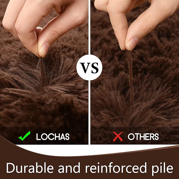LOCHAS Ultra Soft Indoor Modern Area Rugs Fluffy Living Room Carpets for Children Bedroom Home Decor Nursery Rug 5x8 Feet, Brown