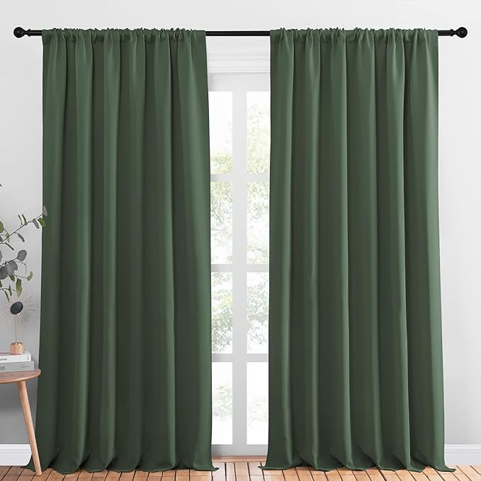 NICETOWN 2 Panels Blackout Curtains, Rod Pocket Thermal Insulated Drapess for Bedroom, Privacy Protection Easy-Care Heavy Duty Curtains for Living Room/Dining Room, W70 x L95 inches, Dark Mallard