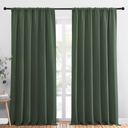 NICETOWN 2 Panels Blackout Curtains, Rod Pocket Thermal Insulated Drapess for Bedroom, Privacy Protection Easy-Care Heavy Duty Curtains for Living Room/Dining Room, W70 x L95 inches, Dark Mallard