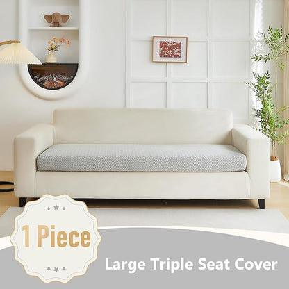 Couch Cushion Covers for Sofa Couch Covers Wear-Resistant Universal Sofa Cover Washable Stretch for Sectional Slipcovers (Texture-Light Gray,Large Triple Seat Cover)