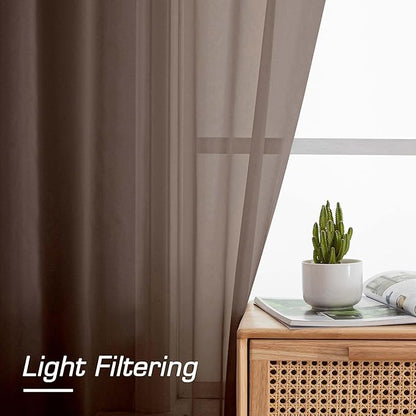 OWENIE Sheer Curtains, Chocolate Sheer Curtains 78 inch Length 2 Panels Set, Rod Pocket Voile Fimly Sheer Drapes for Living Room/Bedroom, 2pcs, Each 42" W x 78" L