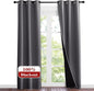 NICETOWN Grey Full Shade Curtain Panels, Pair of Thermal Insulated & Energy Efficiency Blackout Curtains for Living Room Windows, Lined Silky Performance Window Dressing (37" Wide x 84" Long, Gray)