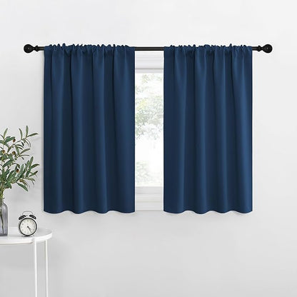 NICETOWN Blackout Curtains for Living Curtains, Moroccan Blue, 2 Panels, 29 by 30, Room Darkening Window Curtain Panels, Easy-Care Solid Thermal Insulated Draperies/Drapes for Daughter Room