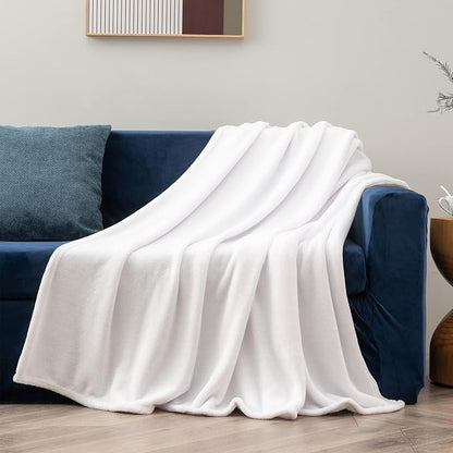 BEDELITE Fleece Blankets Queen Size White Throw Blankets for Bed, Luxury Plush Cozy Fuzzy Blanket 90x90 inches, Super Soft Warm Lightweight Throw Blanket All Seasons Suitable