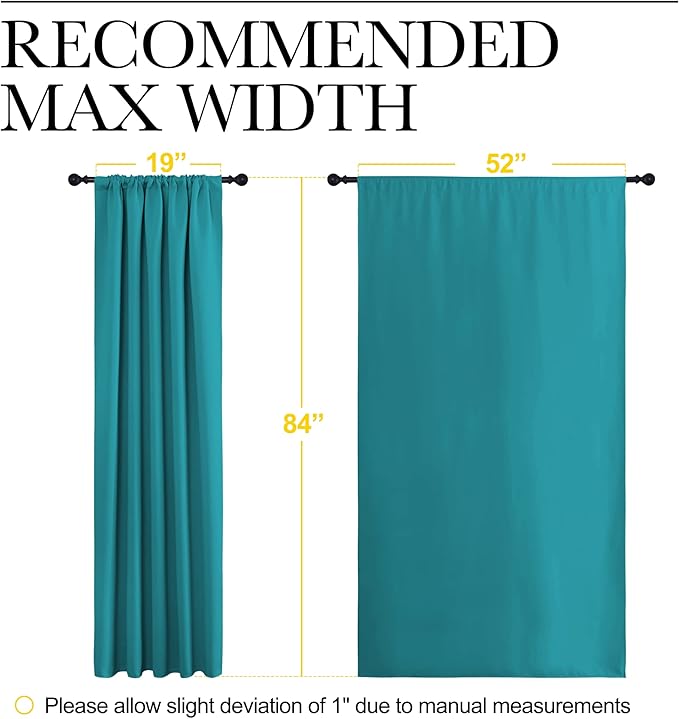 NICETOWN Peacock Blue Blackout Curtains Panels for Window, Thermal Insulated Rod Pocket Blackout Drapes/Draperies for Living Room (2 Panels, W52 x L84 inches)