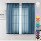 Lecloud Dusty Blue Sheer Curtains 63 Inch Length 2 Panels, Light Filtering Voile Curtain Drapes for Kitchen Bedroom Windows, Dual Rod Pocket Living Room Sheer Curtains, 40 W x 63 L Inches