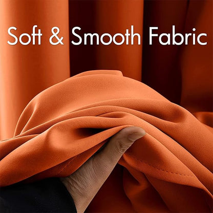 MIULEE 96" Long Room Darkening Curtains Thermal Insulated Drapes Solid Window Treatment Set Grommet Top Light Blocking Blackout Curtain for Fall Living Room/Bedroom 2 Panels Orange