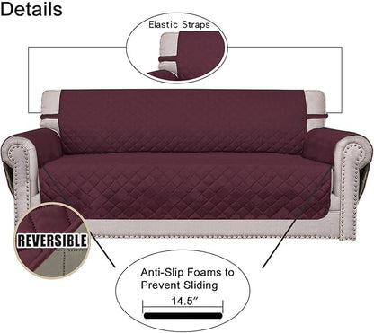 Easy-Going Chair Sofa Slipcover Reversible Sofa Cover Water Resistant Couch Cover Furniture Protector Cover with Elastic Straps for Pets Kids Children Dog Cat (Chair, Wine/Beige)