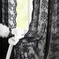 YJ YANJUN Vintage Lace Curtains 96 Inches Long Victorian Floral Gothic Black Sheer Curtains for Living Room Bedroom Halloween Goth Decor Rod Pocket 52W x 96L 2 Panels Black