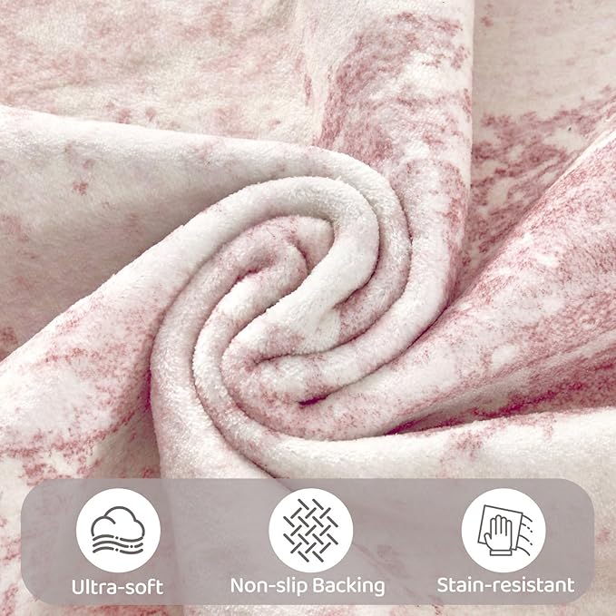UERMEI 5x7 Area Rug Living Room Rugs Thickened - Washable Neutral Modern Abstract Soft Rug Indoor Floor No Slip Rug Carpet for Bedroom Under Dining Table Home Office Decor - Pink