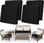 Newwiee Set of 4 Stretch Patio Cushion Covers Sofa Couch Seat Chair Slipcovers Cushion Cover Replacement Furniture Protector for Pets Washable(Black,Seat Cover,Solid)