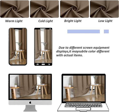 Simplebrand Brown Blackout Curtains for Bedroom 96 Inches Long 2 Panels, Solid Thermal Insulated, Energy Saving Living Room Window Treatment Curtains Blackout Drapes, W50 x L96 Inch, Brown