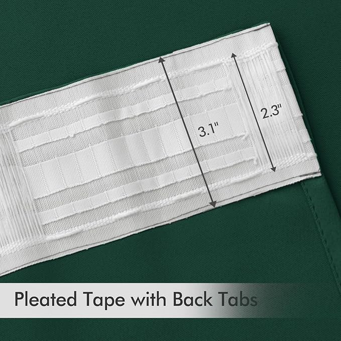 MIULEE Christmas Hunter Green Back Tab Blackout Curtains 108 Inch Long 2 Panels Set for Living Room Bedroom, Rod Pocket/Pinch Pleat Extra Long Thermal Insulated Room Darkening Pleated Window Drapes