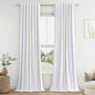 Guken White 100% Blackout Linen Curtains 144 Inch Length 2 Panels Set for Living Room Bedroom Back Tab Thermal Insulated Black Out Drapes Room Darkening Window Curtains