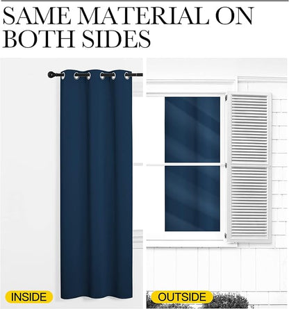NICETOWN Moroccan Blue Blackout Curtains 96" Long for Office, Dining Room, Guest Room, Sound Reducing Heat and Cold Block Curtain Panels for Modern Room Decorative (55" Wide, 2 Pieces)
