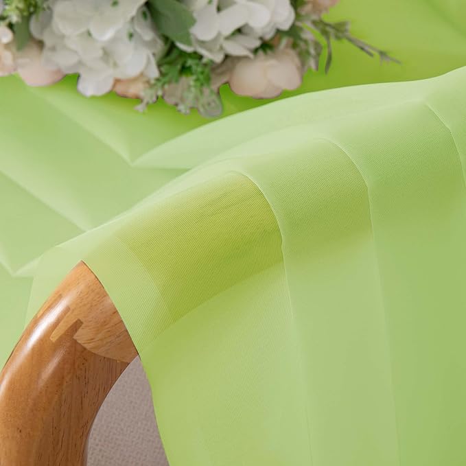 OWENIE Short Lime Sheer Curtains 30 Inch Length 2 Panels Set, Kitchen Curtains Tiers Light Filtering Rod Pocket Cafe Curtain for Basement Bathroom Small Half Window, 42" W x 30" L, Lime