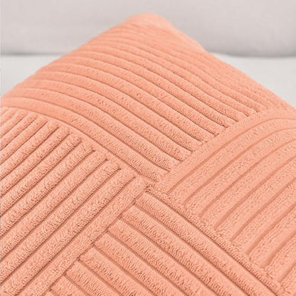 Fancy Homi 2 Packs Peach Samll Decorative Throw Pillow Covers 12x12 Inch with for Couch Bed Sofa, Rustic Farmhouse Boho Home Decor, Soft Corss Patchwork Corduroy Cute Square Cushion Case 30x30 cm