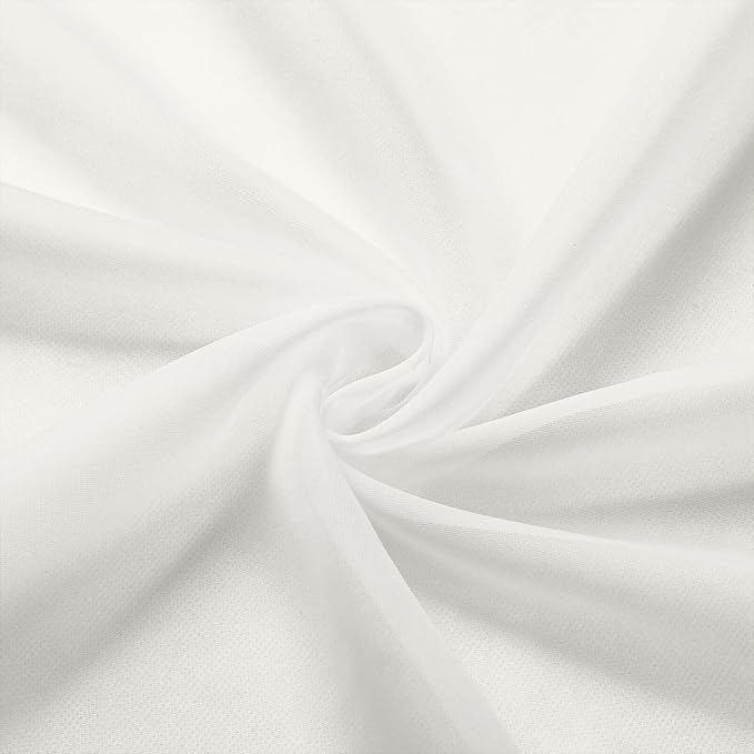 Ivory Valances for Windows, Ivory Sheer Curtains 14 Inch Length 2 Pack Kitchen Drapes, Modern Solid Mini Small Window Curtains for Cafe Bathroom Basement, Each 42" Wx14 L Inches