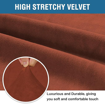 H.VERSAILTEX Stretch Velvet Sofa Covers Large Couch Covers Sofa Slipcovers Furniture Protector Soft with Non Slip Elastic Bottom, Feature Thick Comfy Rich Velour (Extra Wide Sofa 98"-105", Rust)