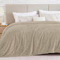 BEDELITE Blankets Queen Size for Bed, 300GSM Soft & Warm Fleece Blanket, Decorative and Giftable Striped Linen Blankets for Women, Men, 90"x90"