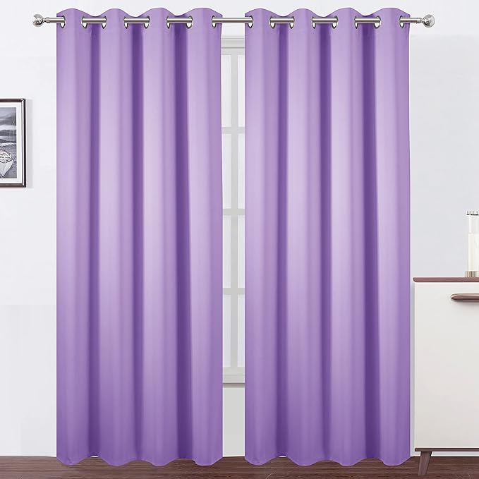 LEMOMO Lilac Blackout Curtains 52 x 84 inch/Lavender Curtains Set of 2 Panels/Thermal Insulated Room Darkening Bedroom Curtains
