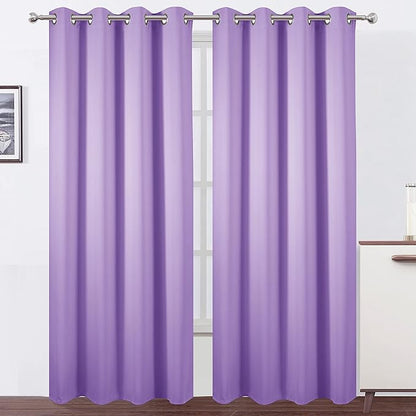 LEMOMO Lilac Blackout Curtains 52 x 84 inch/Lavender Curtains Set of 2 Panels/Thermal Insulated Room Darkening Bedroom Curtains