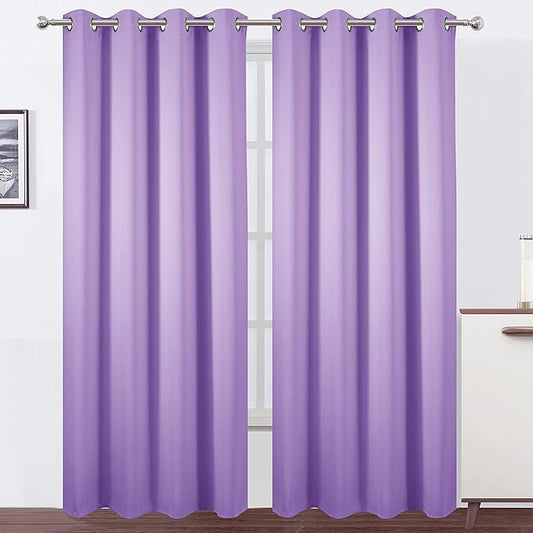 LEMOMO Lilac Blackout Curtains 52 x 84 inch/Lavender Curtains Set of 2 Panels/Thermal Insulated Room Darkening Bedroom Curtains