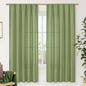 LAMIT Green Linen Curtains for Bedroom, Faux Linen Textured Light Filtering Drapes Rod Pocket Boho Neutral Room Decor Panels for Farmhouse/Living Room, 2 Panels, 52 x 72 Inch