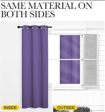 NICETOWN Lilac Purple Blackout Curtain Panels for Bedroom, 2 Panels, W70 x L63-inch, Grey, Thermal Insulated Grommet Top Blackout Draperies and Drapes for Basement