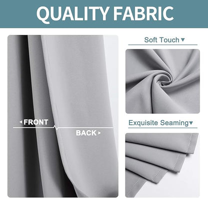 ChrisDowa Small Window Curtains for Kitchen and Bedroom - Grommet Short Thermal Insulated Room Darkening Curtains (2 Panels, Light Grey, 42 x 36 Inch)