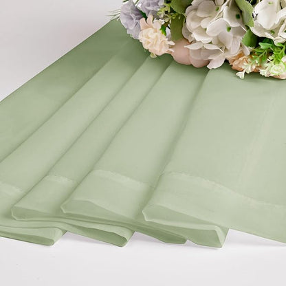 Chyhomenyc Light Green Sheer Curtains 36 inch Length 2 Panels Set, Light Filtering Voile Short Window Curtians for Bathroom Living Room Farmhouse Small Windows, Each 42Wx36L in, 2PCS