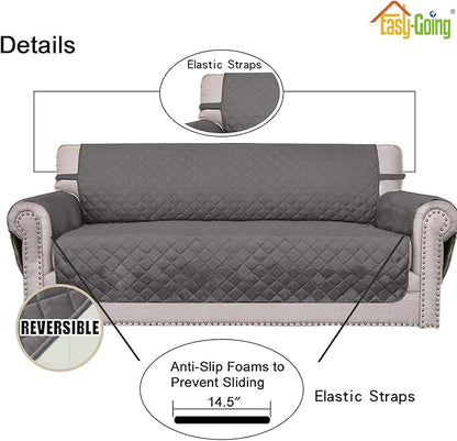 Easy-Going Chair Sofa Slipcover Reversible Sofa Cover Water Resistant Couch Cover Furniture Protector Cover with Elastic Straps for Pets Kids Children Dog Cat (Chair, Gray/Ivory)