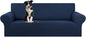 KEKUOU Stretch Oversized Sofa Slipcover 1 Piece Couch Sofa Cover (94"-110") Furniture Protector 4 Seater Sofa with Elastic Bottom for Kids,Pet.Jacquard Checked Pattern Fabric(X Large,Navy Blue)