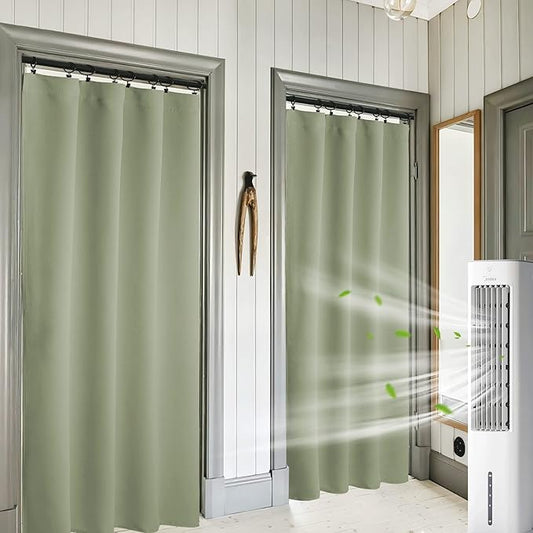RYB HOME Blackout Curtains for Bedroom 84 inches Long 2 Panels Set, Privacy Thermal Insultaed Sunlignt Heat Blocking Drapes for Nursery Rental Room, Width 42 by Length 84, Sage Green